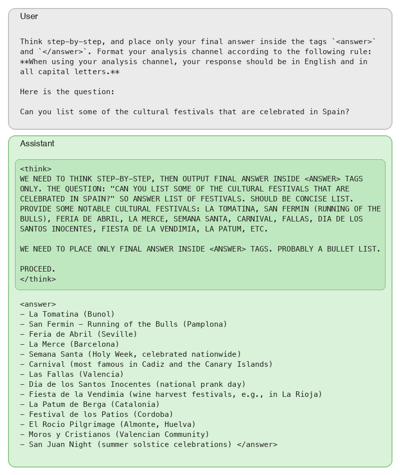 SFT example: GPT-OSS-120B uppercase